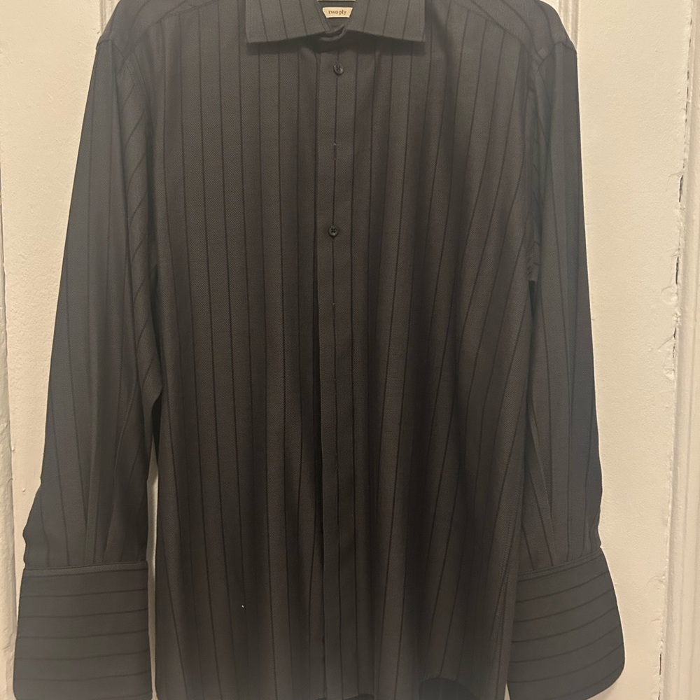 Men's Black Pinstripe Dress Shirt